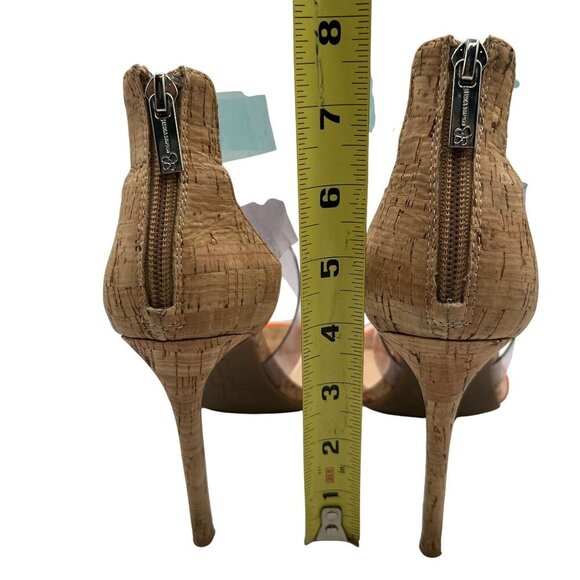 Jessica Simpson 8M Cork Clear Strap Heels Multicolor Stiletto Sandals Cocktail - Picture 9 of 14